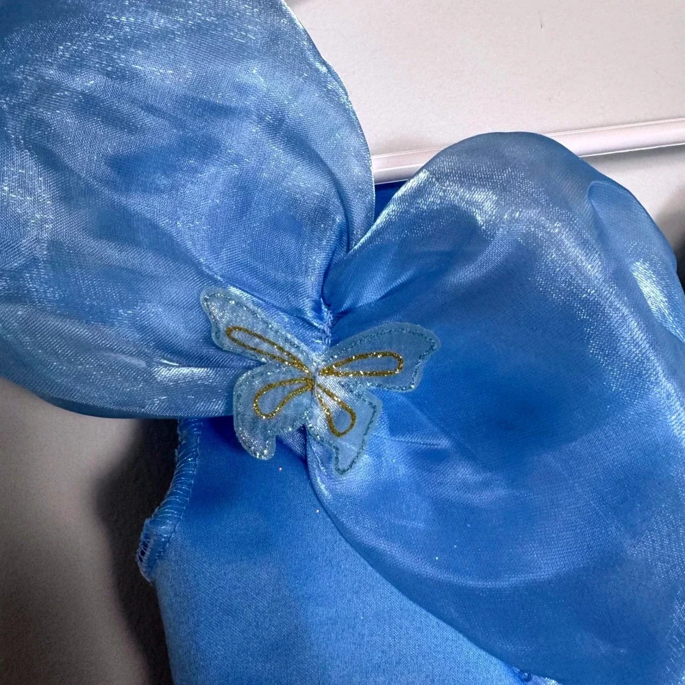 Disney Cinderella Blue Butterfly Sparkle‎ Costume Dress Girls 7-8 Fairy Princess